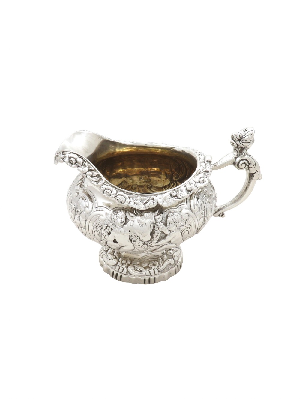 Antique Georgian Silver Jug - Cherubs & Cows - 1818 View VII