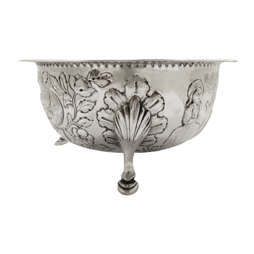 Antique Edwardian Sterling Silver Bowl with Scenes 1903 View V