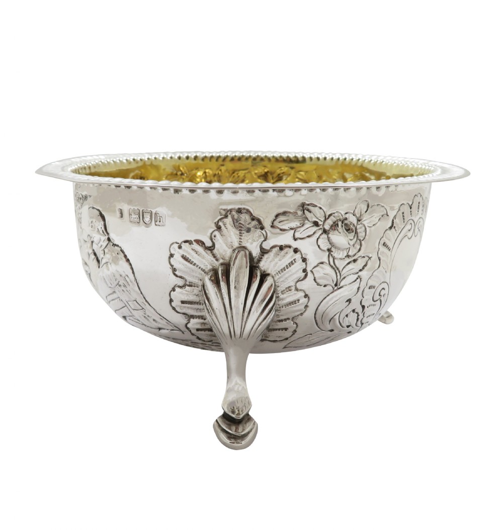 Antique Edwardian Sterling Silver Bowl with Scenes 1903 View IX