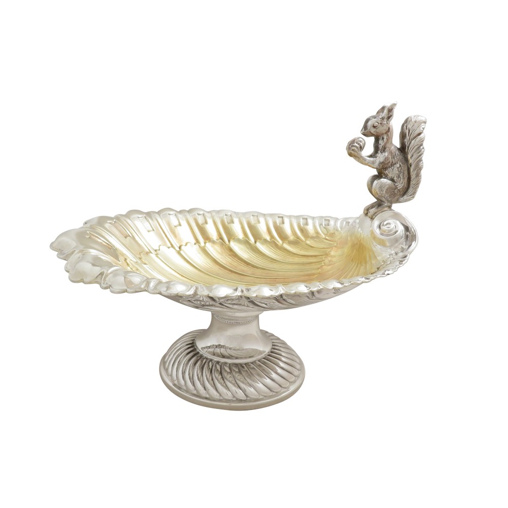 Antique Silver Plated Squirrel Nut Dish / Bowl c1900