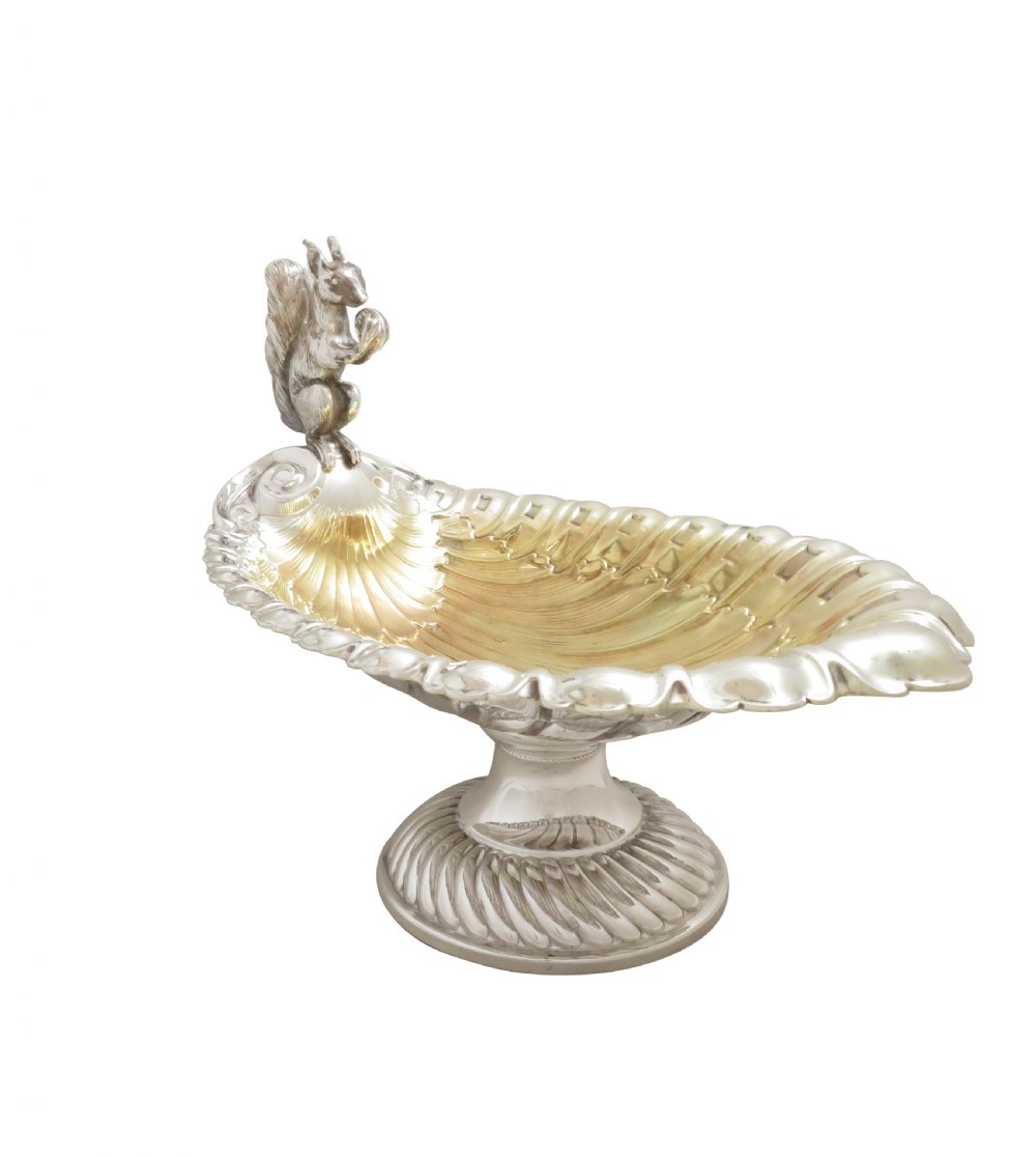 Antique Silver Plated Squirrel Nut Dish / Bowl c1900 View V