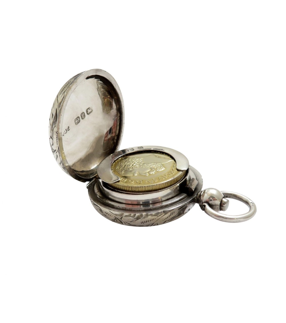 Antique Victorian Sterling Silver Sovereign Case 1898 View XI
