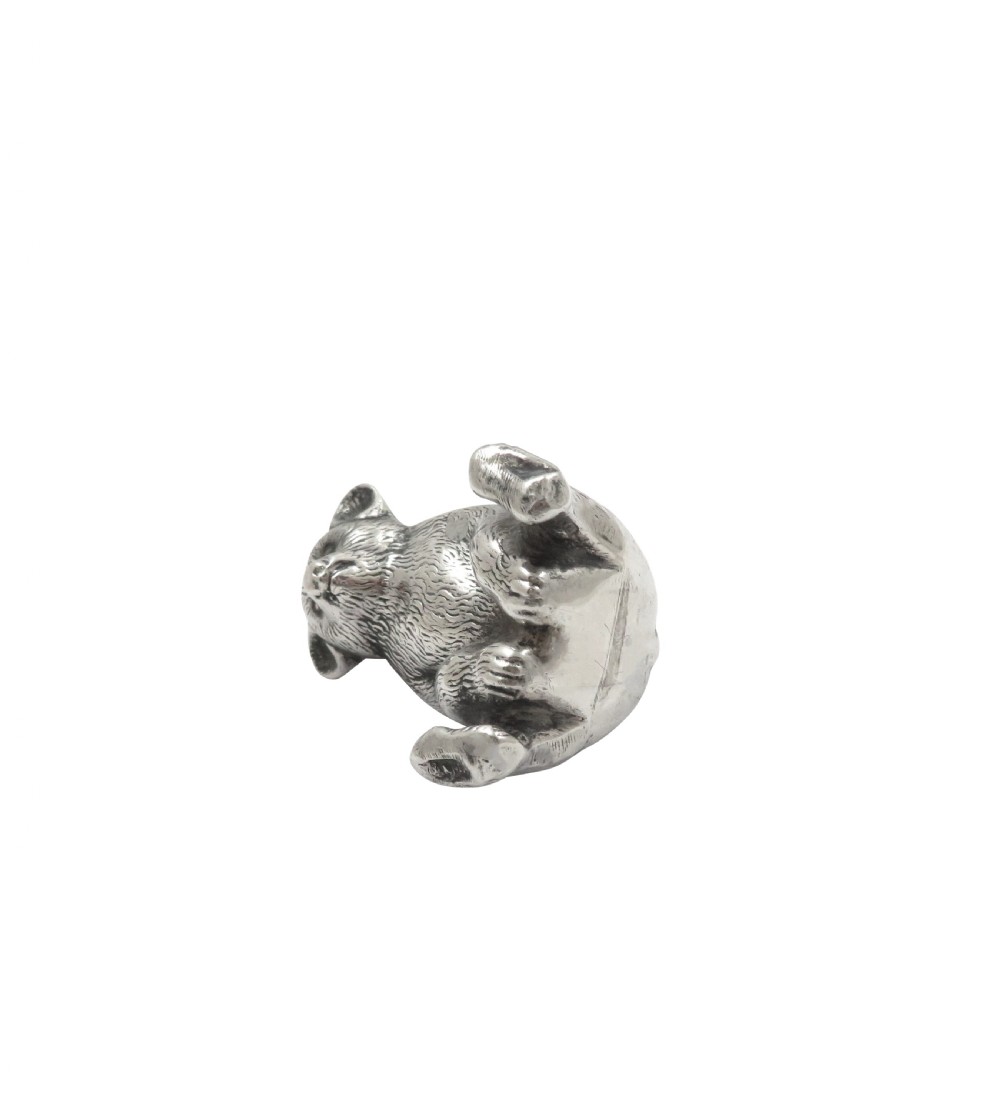 Antique Edwardian Sterling Silver Bear Pin Cushion 1909 View IV