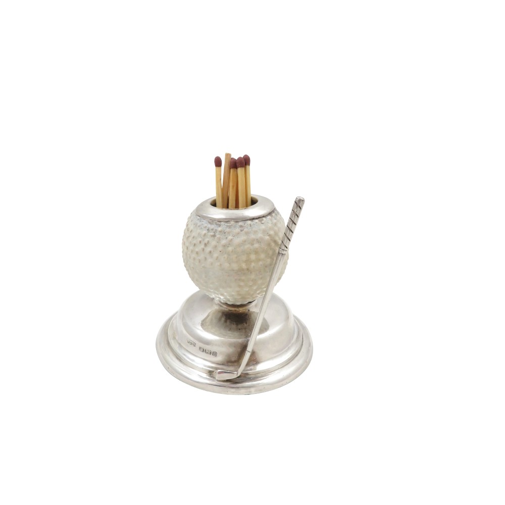 Antique Edwardian Sterling Silver 'Golf Ball' Match Strike 1910