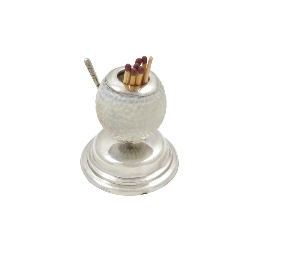 Antique Edwardian Sterling Silver 'Golf Ball' Match Strike 1910 View II