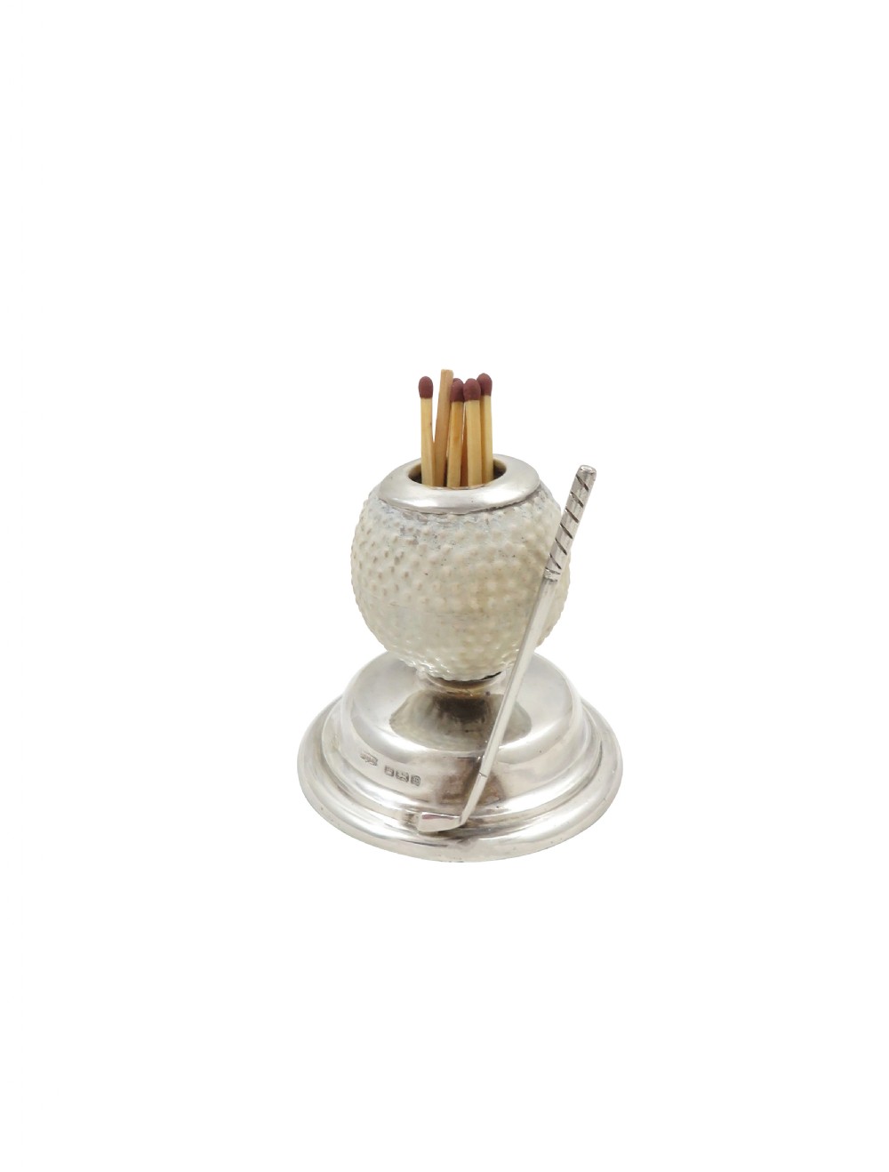 Antique Edwardian Sterling Silver 'Golf Ball' Match Strike 1910 View VII