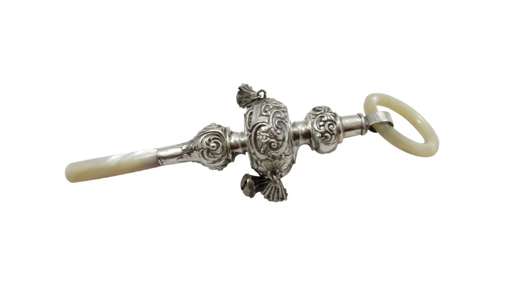 Antique Edwardian Sterling Silver Baby Rattle 1901 View IV