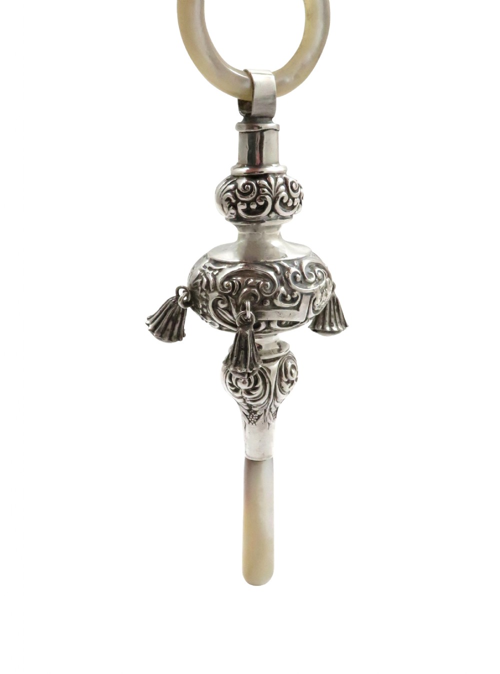 Antique Edwardian Sterling Silver Baby Rattle 1901 View VI