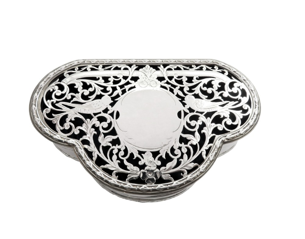 Antique George V Sterling Silver Pierced 'Bird' Trinket Box 1913 View IV