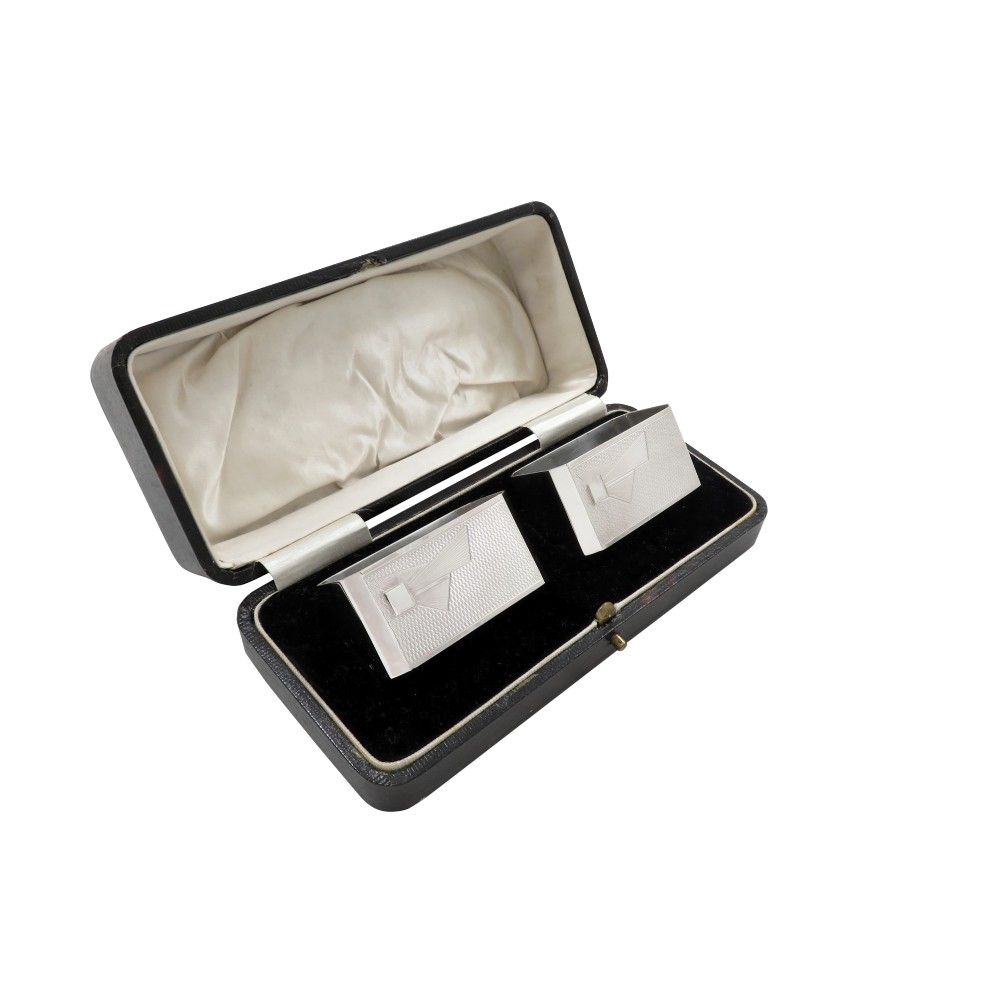 Pair of Antique Art Deco Sterling Silver Napkin Rings 1931