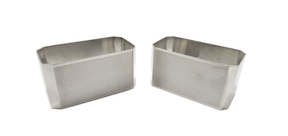 Pair of Antique Art Deco Sterling Silver Napkin Rings 1931 View IV