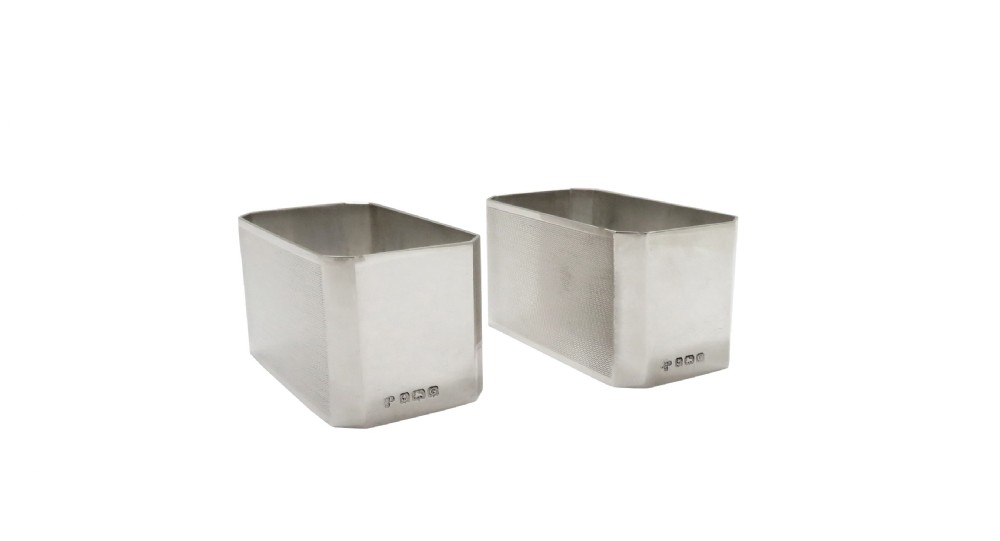Pair of Antique Art Deco Sterling Silver Napkin Rings 1931 View VIII