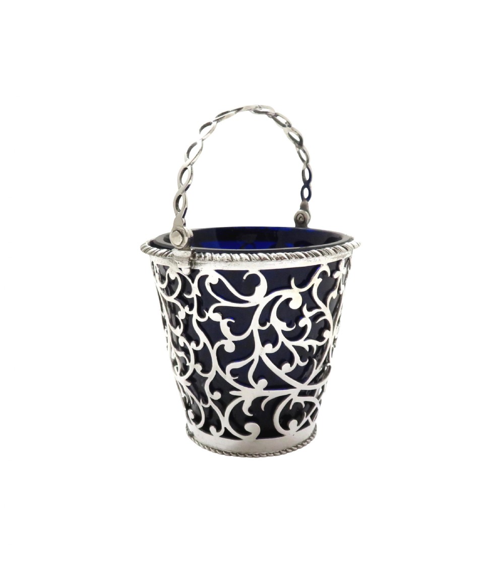 Antique Georgian Sterling Silver Basket / Cream Pail 1777 View IV