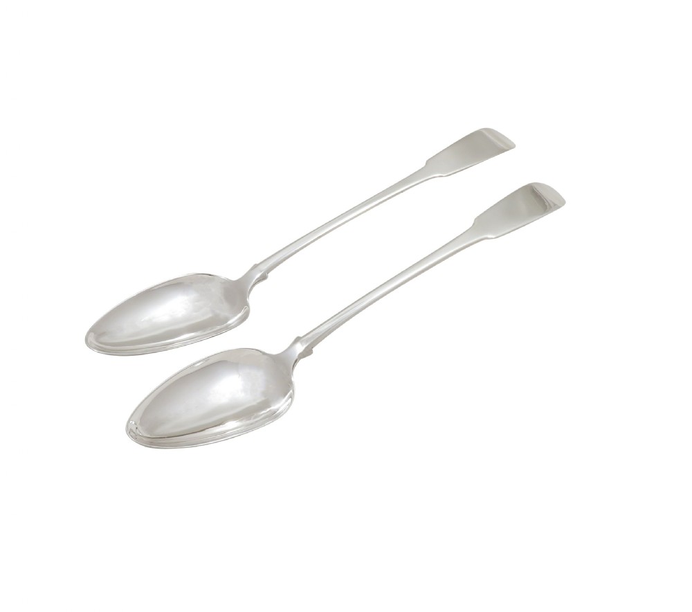 Pair of Antique Georgian Scottish Sterling Silver Serving Spoons 1815 View VI