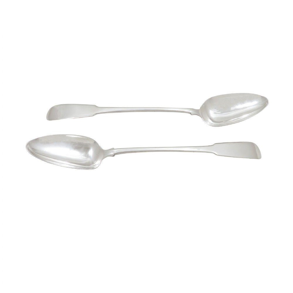 Pair of Antique Georgian Scottish Sterling Silver Serving Spoons 1815 View VII
