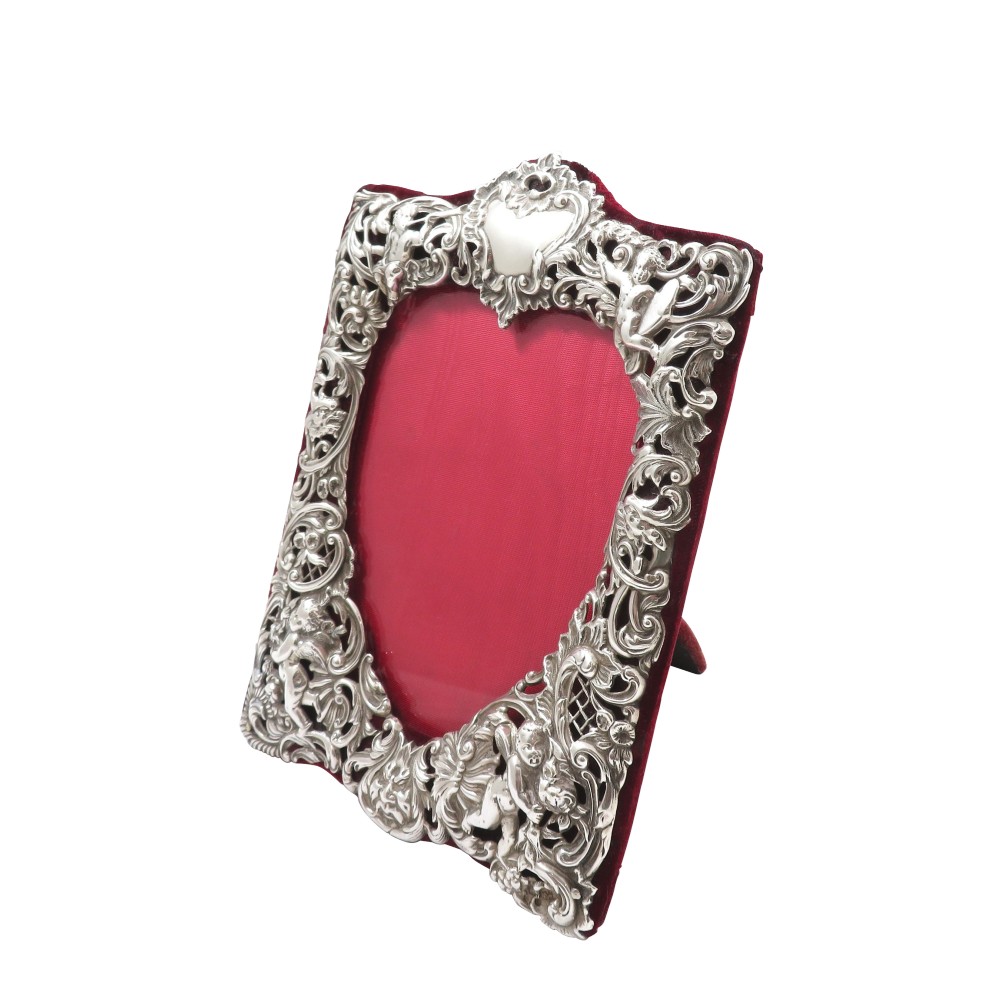 Antique Victorian Sterling Silver 'Cherubs' Photo Frame 1895