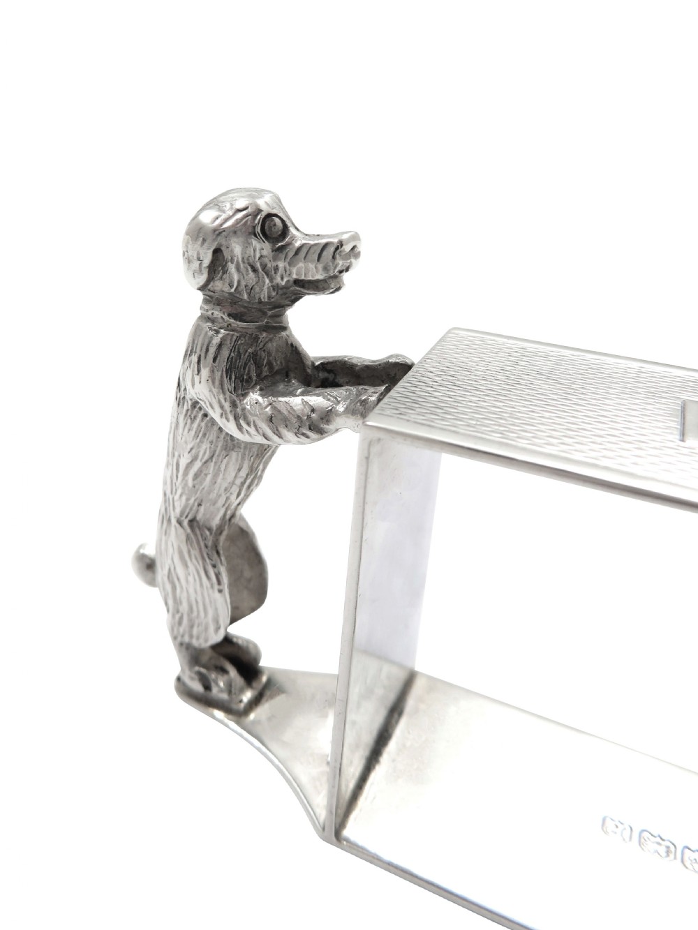 Antique George V Sterling Silver 'Dog' Napkin Ring 1914 View II