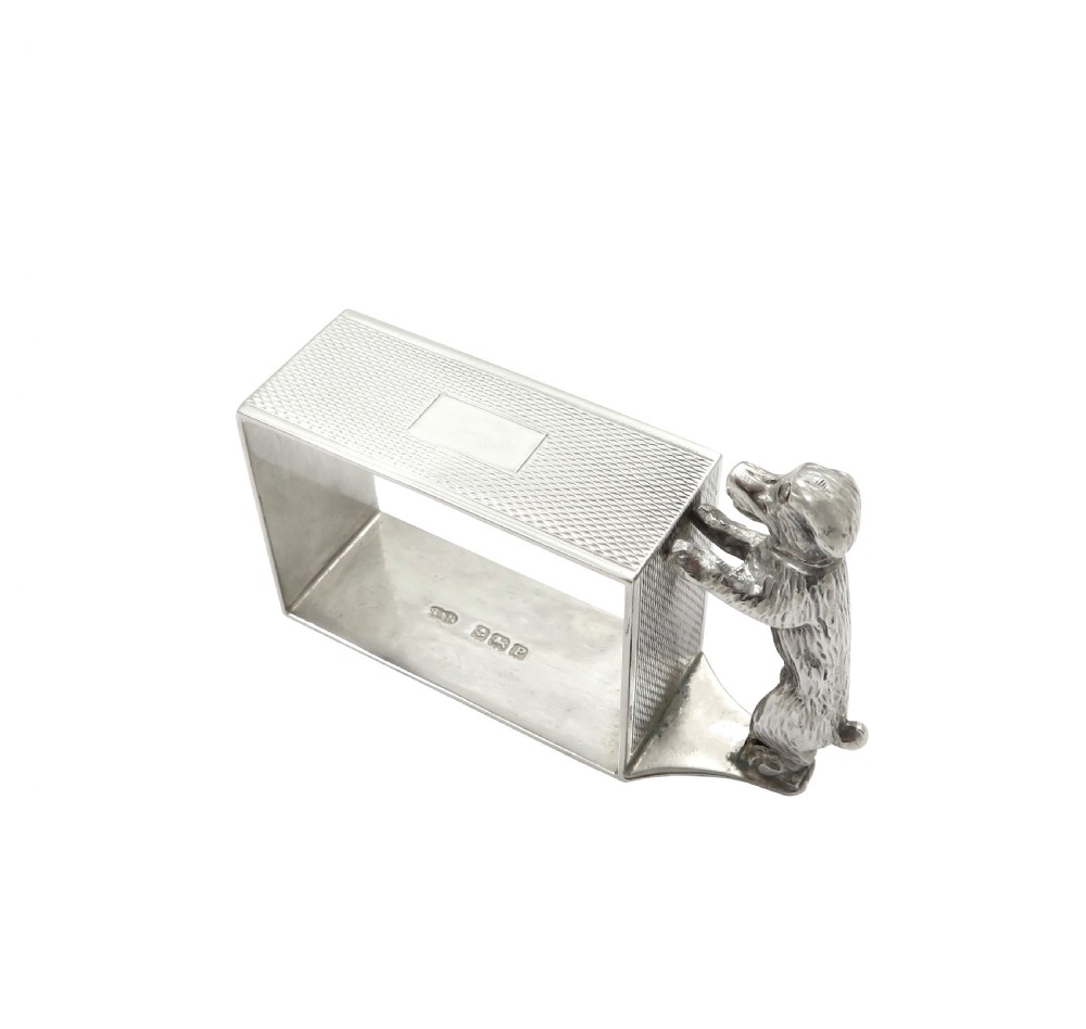 Antique George V Sterling Silver 'Dog' Napkin Ring 1914 View VI