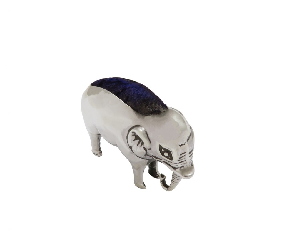Antique Edwardian Sterling Silver 'Elephant' Pin Cushion 1905 View IV
