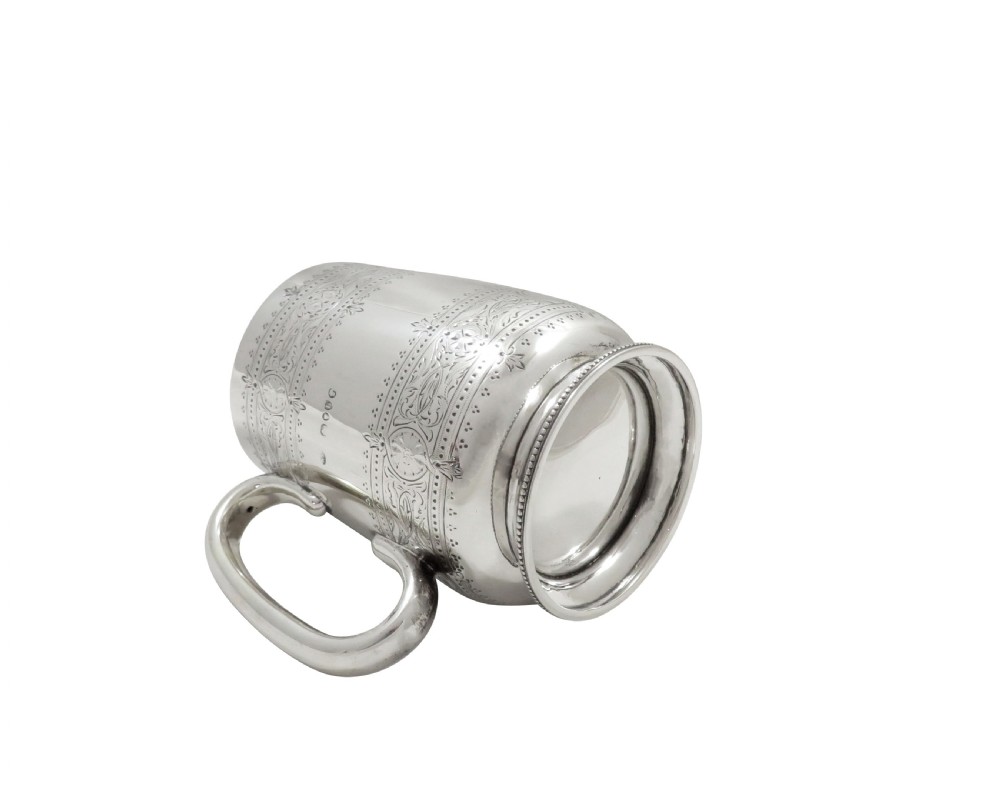 Antique Victorian Sterling Silver Pint Tankard / Mug 1881 View VI
