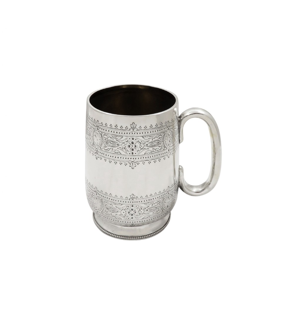 Antique Victorian Sterling Silver Pint Tankard / Mug 1881 View IX