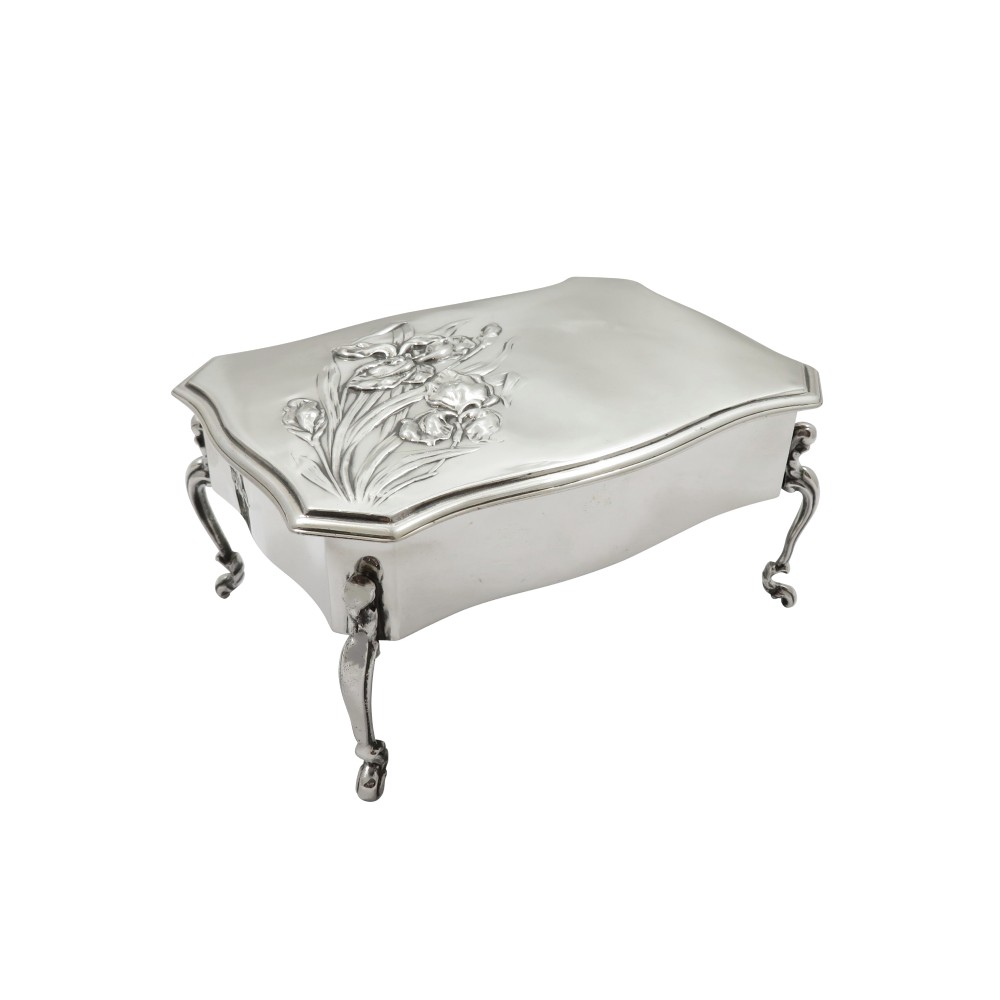 Antique Edwardian Sterling Silver Trinket Box on Legs 1904