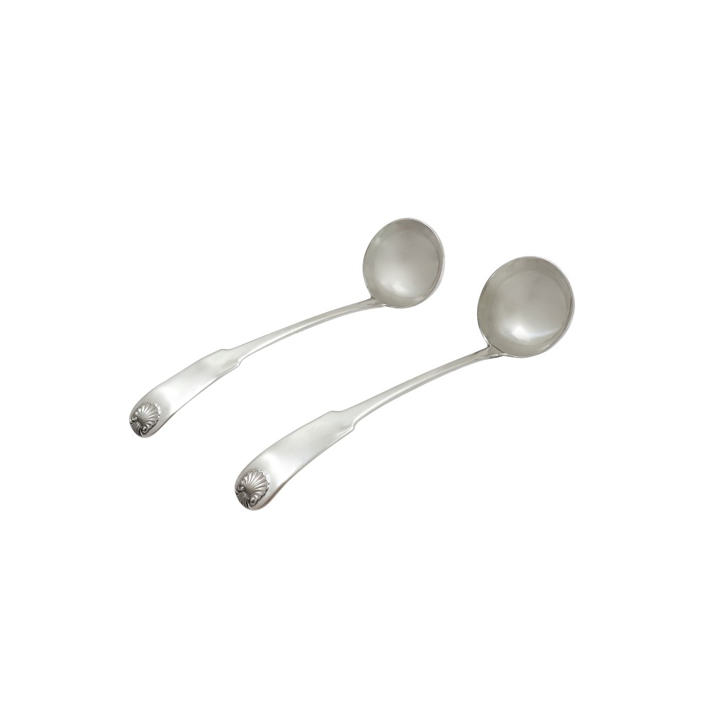 Pair of Antique Scottish Georgian Sterling Silver Sauce Ladles - 1817