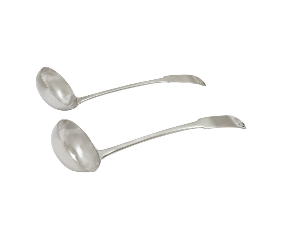 Pair of Antique Scottish Georgian Sterling Silver Sauce Ladles - 1817 View III
