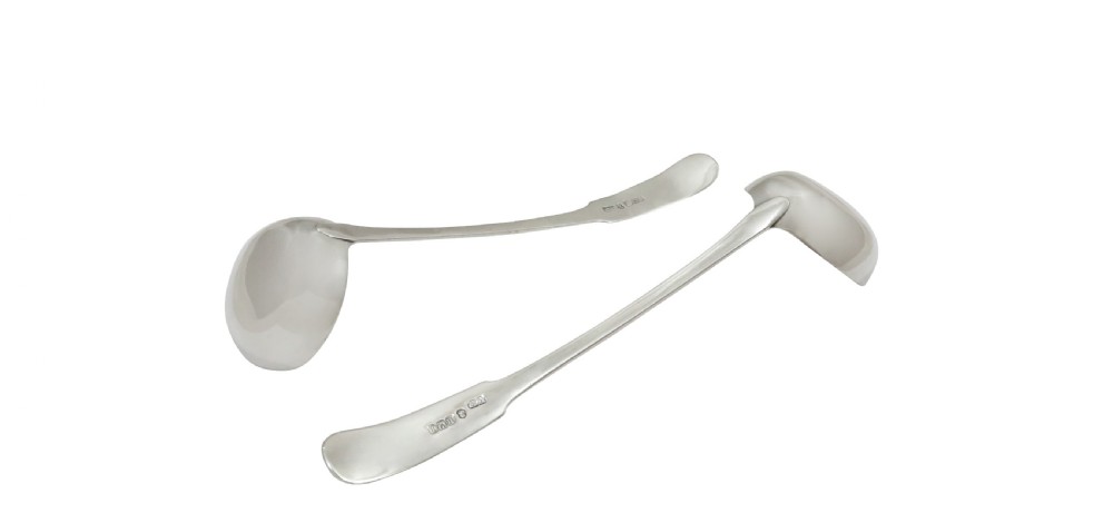 Pair of Antique Scottish Georgian Sterling Silver Sauce Ladles - 1817 View IV