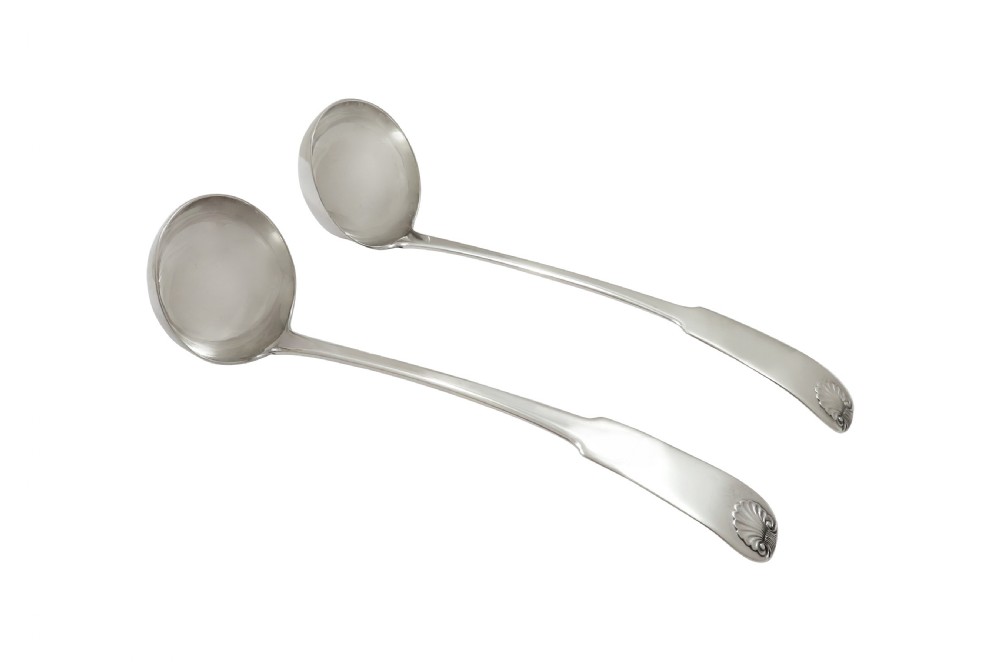 Pair of Antique Scottish Georgian Sterling Silver Sauce Ladles - 1817 View V