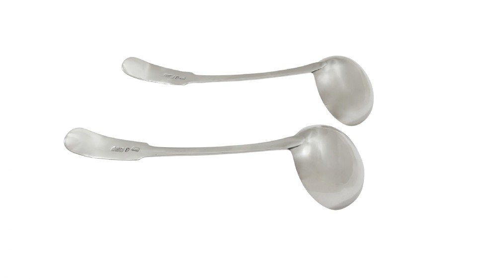 Pair of Antique Scottish Georgian Sterling Silver Sauce Ladles - 1817 View VI