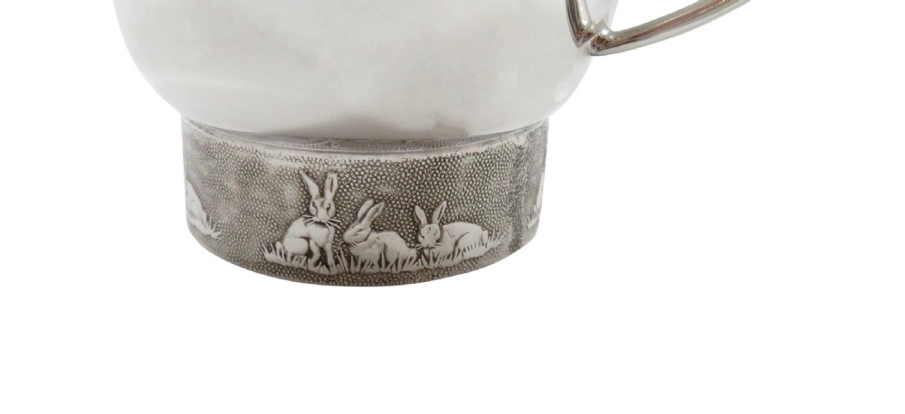 Vintage Sterling Silver 'Rabbits' Christening Mug in Case - Mappin & Webb View II