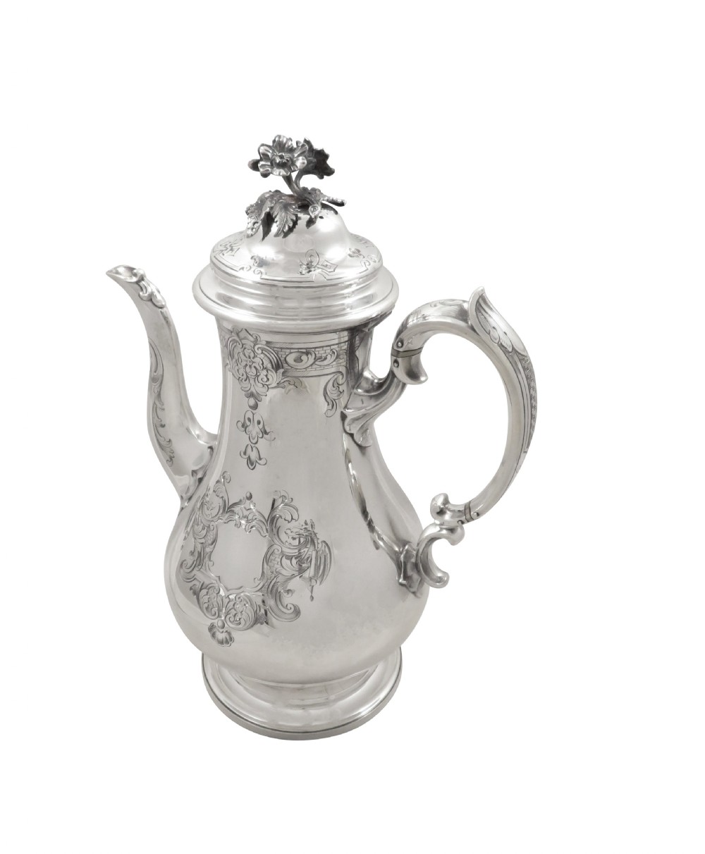 Antique Victorian Sterling Silver Coffee Pot 1843 View V