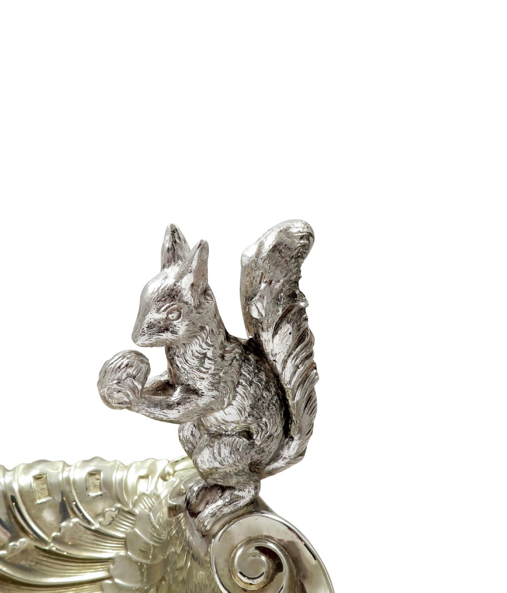 Antique Silver Plated Squirrel Nut Dish / Bowl c1900 View IV