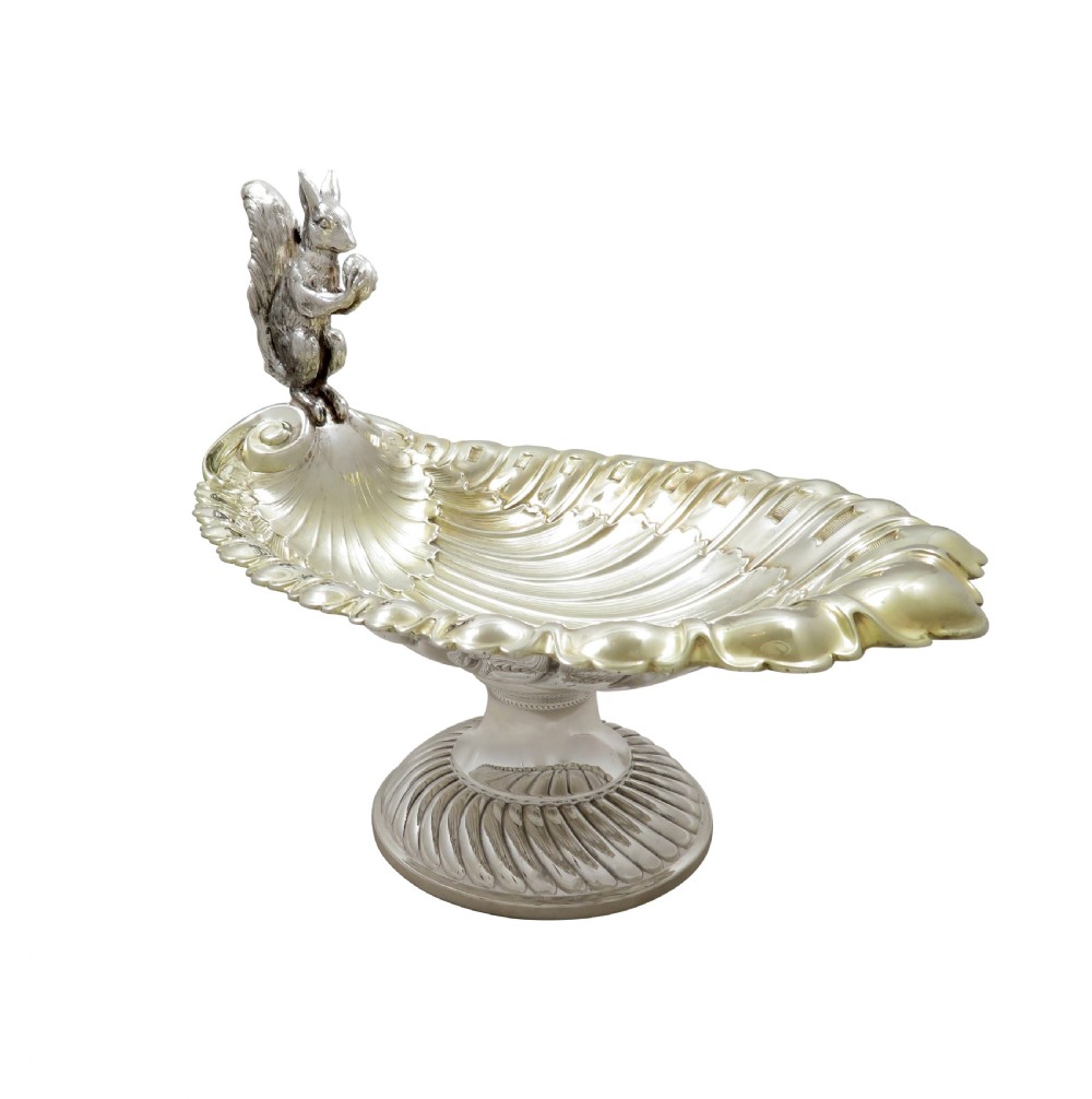 Antique Silver Plated Squirrel Nut Dish / Bowl c1900 View V
