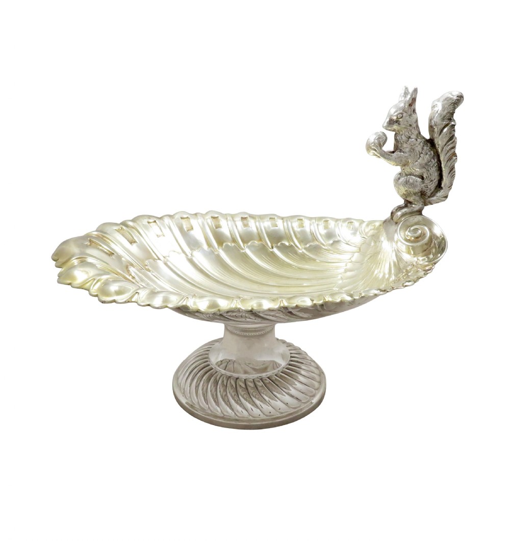 Antique Silver Plated Squirrel Nut Dish / Bowl c1900 View VI