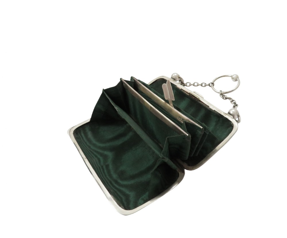 Antique Edwardian Sterling Silver Purse 1905 View V