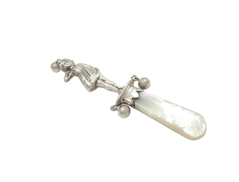 Antique George V Sterling Silver 'Girl' Baby Rattle 1933 View V