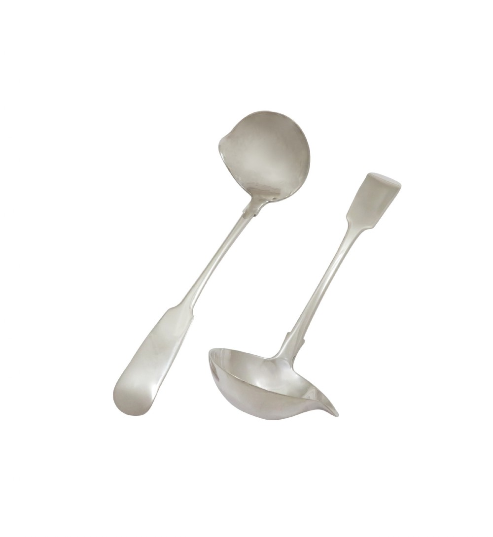 Pair of Antique Irish Georgian Sterling Silver Sauce/Toddy Ladles - Dublin 1818 View III