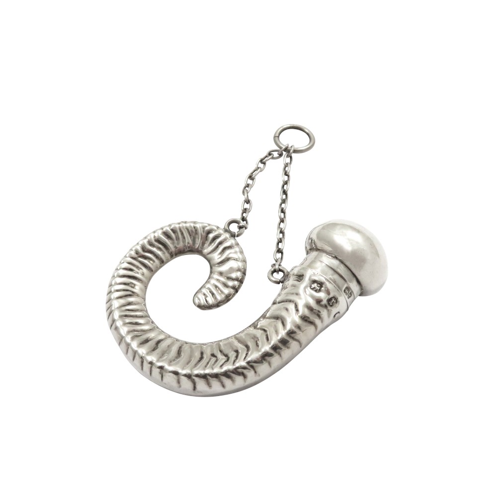 Antique Victorian Sterling Silver 'Ram's horn' Perfume/Scent Bottle 1891