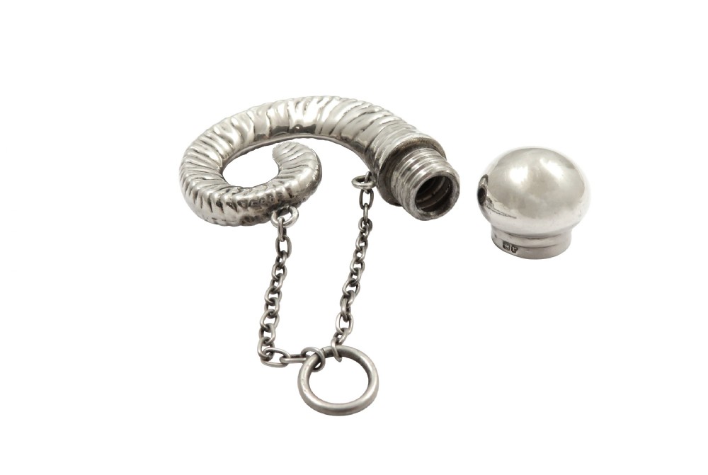 Antique Victorian Sterling Silver 'Ram's horn' Perfume/Scent Bottle 1891 View II