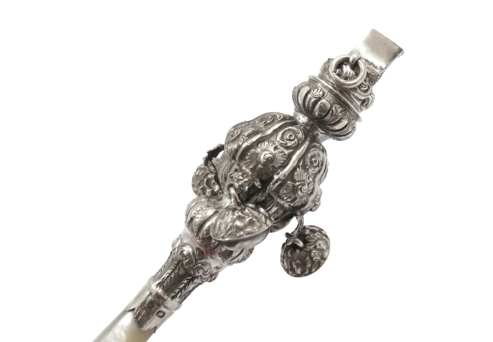 Antique William IV Sterling Silver Baby Rattle 1836 View V
