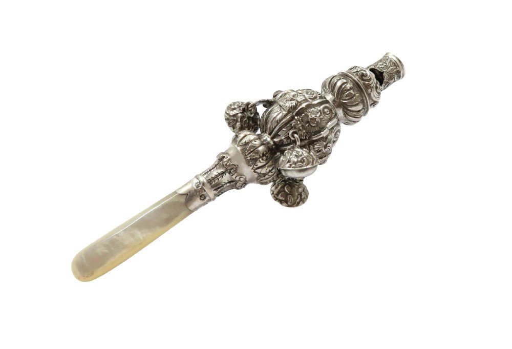 Antique William IV Sterling Silver Baby Rattle 1836 View VIII