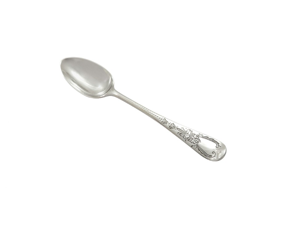 Set of 12 Antique Victorian Sterling Silver Teaspoons & Tongs in Case 1880 View VI