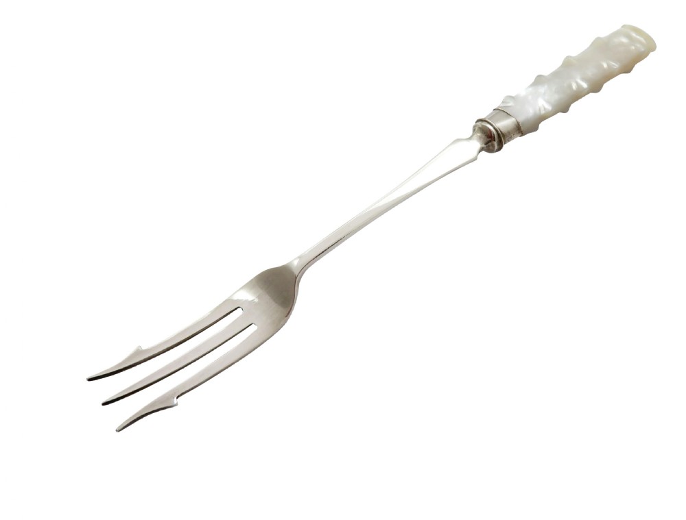 Antique Victorian Sterling Silver Pickle Fork, Jam Spoon, Butter Knife Set in Case 1891/92 View VI