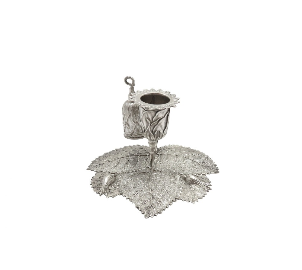 Antique Victorian Sterling Silver Leaf & Birds Chamberstick 1841 View VIII