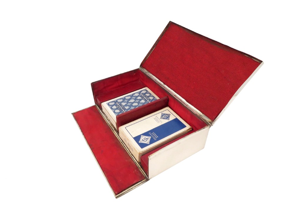 Antique Edwardian Sterling Silver 'Bridge' Card Box 1904 View VI