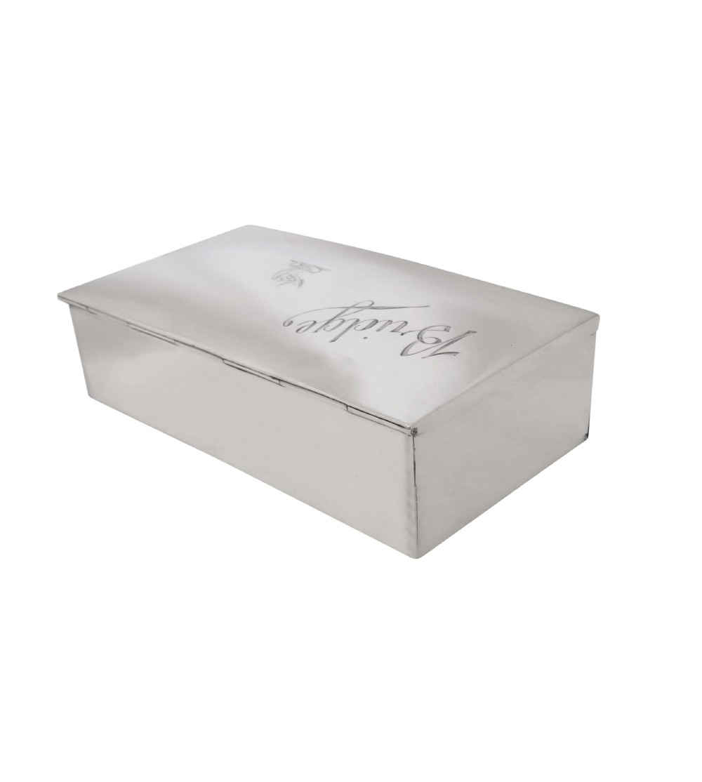Antique Edwardian Sterling Silver 'Bridge' Card Box 1904 View VIII