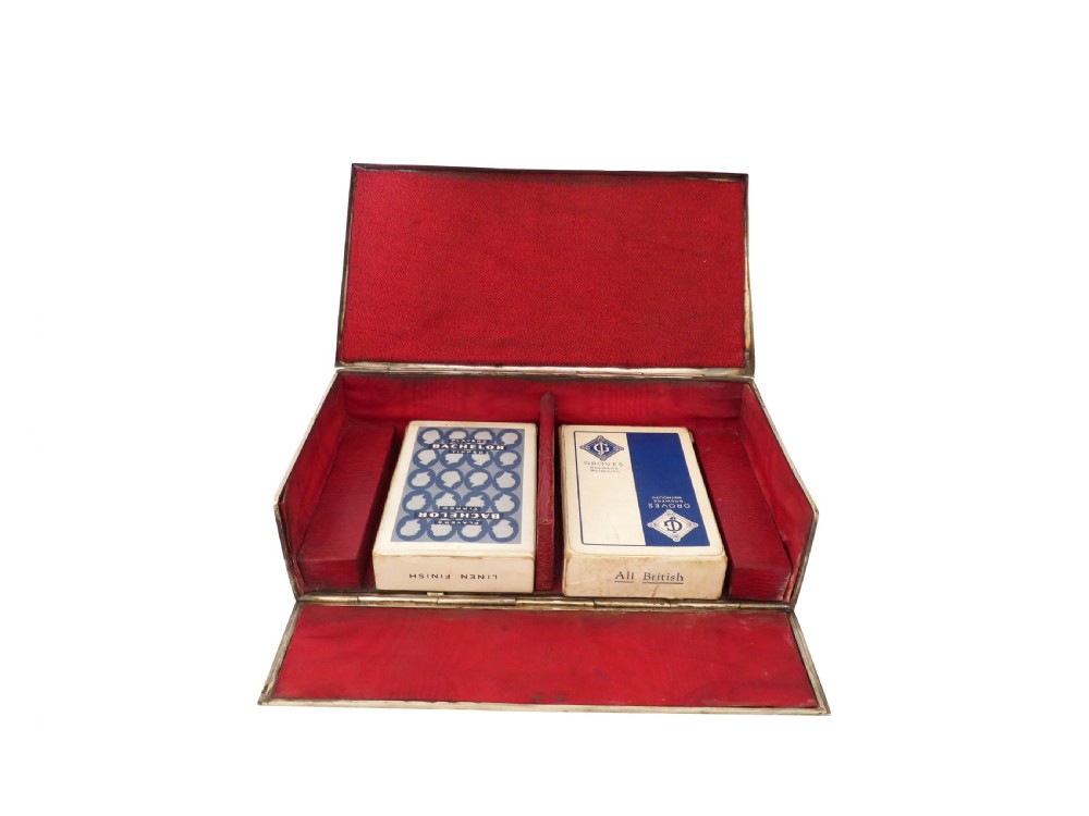 Antique Edwardian Sterling Silver 'Bridge' Card Box 1904 View X