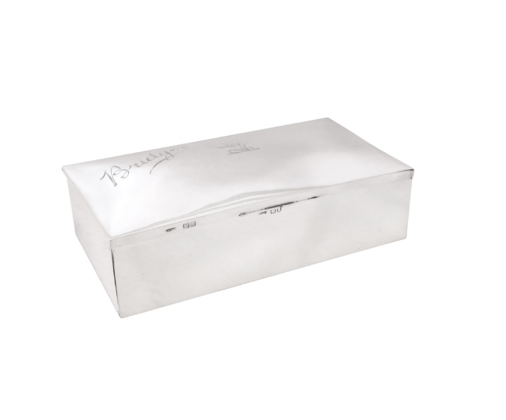 Antique Edwardian Sterling Silver 'Bridge' Card Box 1904 View XI